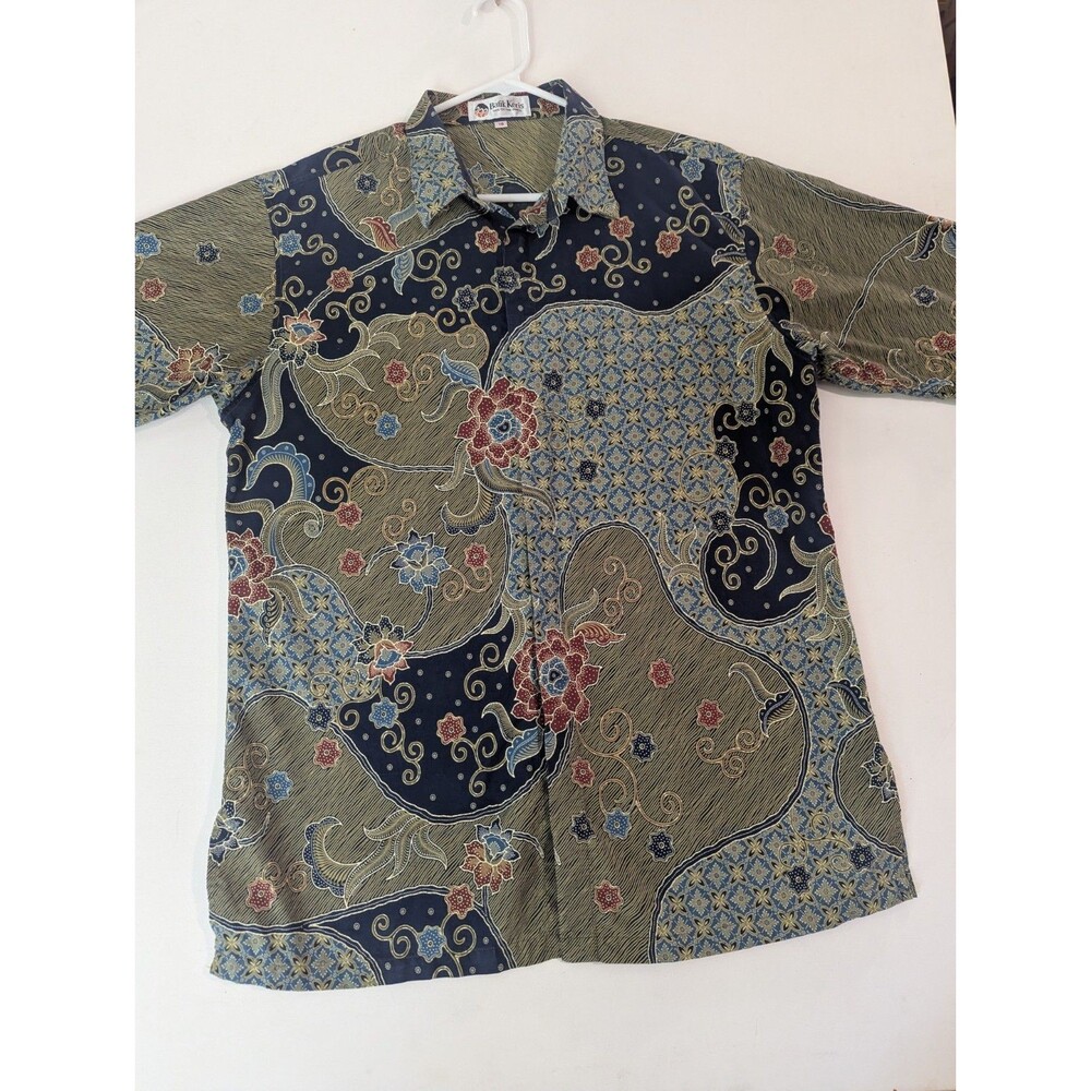 Mens Vintage Batik Keris Sz XL Short Sleeve Button Up Cultural Luxury Heritage